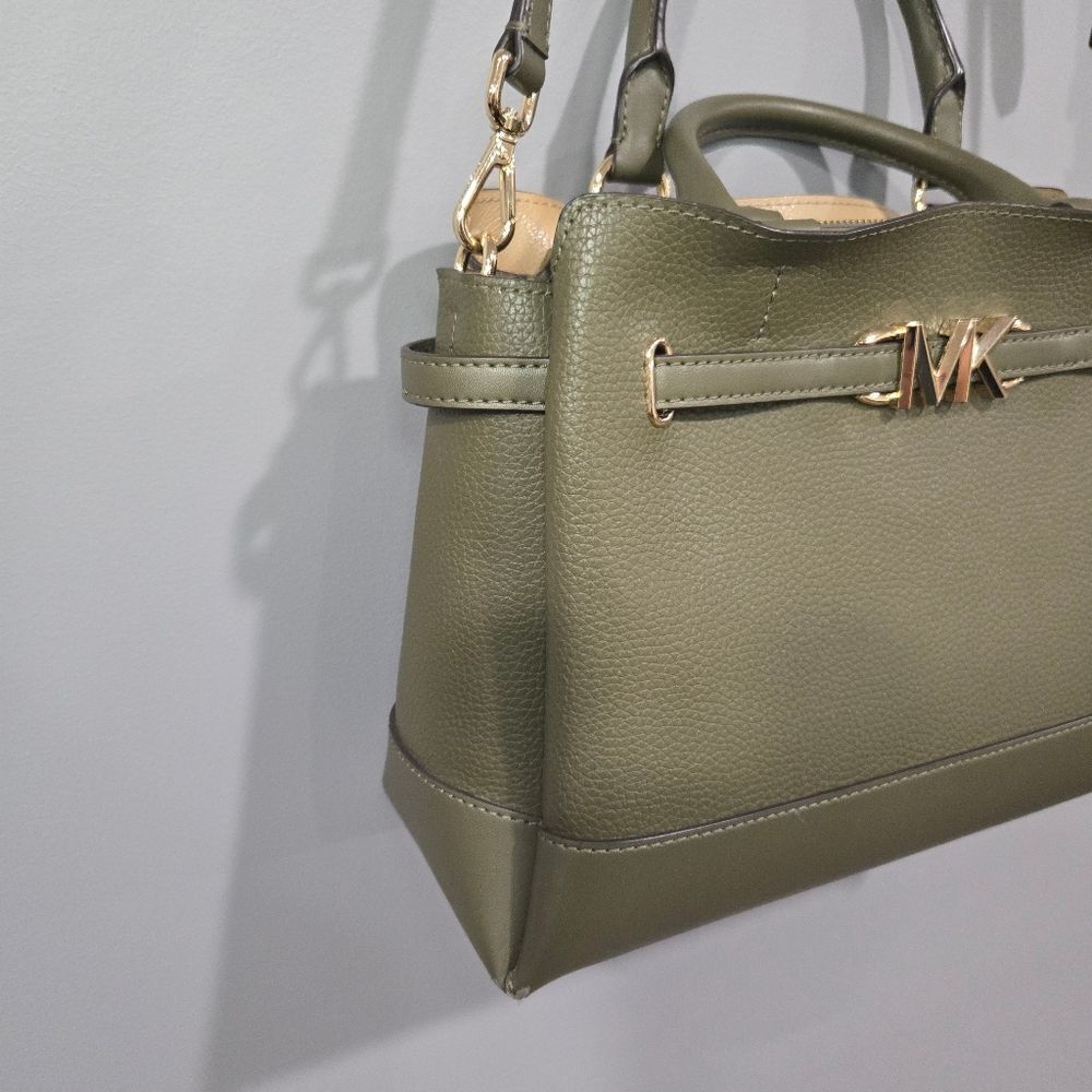 Michael Kors Reed Large Satchel Olive Green Pebbled Leather Bag 🛍️ - Picture 7 of 17